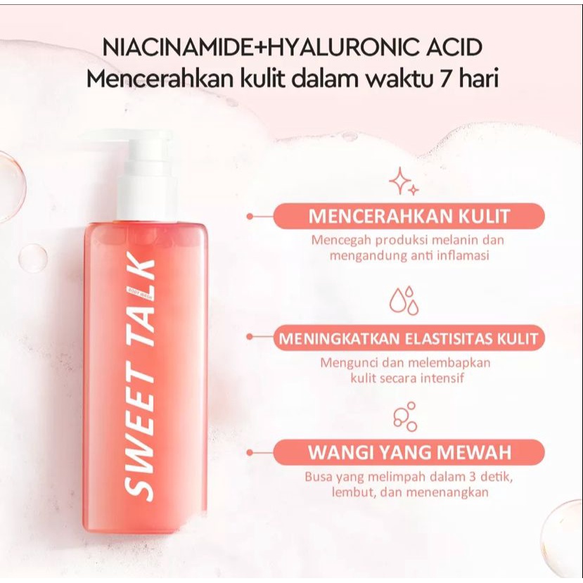 Glad2Glow Niacinamide Whitening Body Wash (Sweet Talk) 190ml BPOM