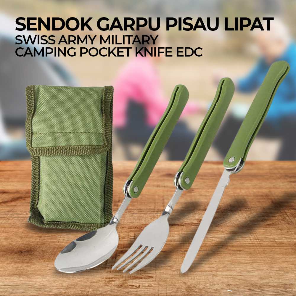 YOUGLE Set Alat Makan Sendok Garpu Lipat Portable Cutlery Swiss Army