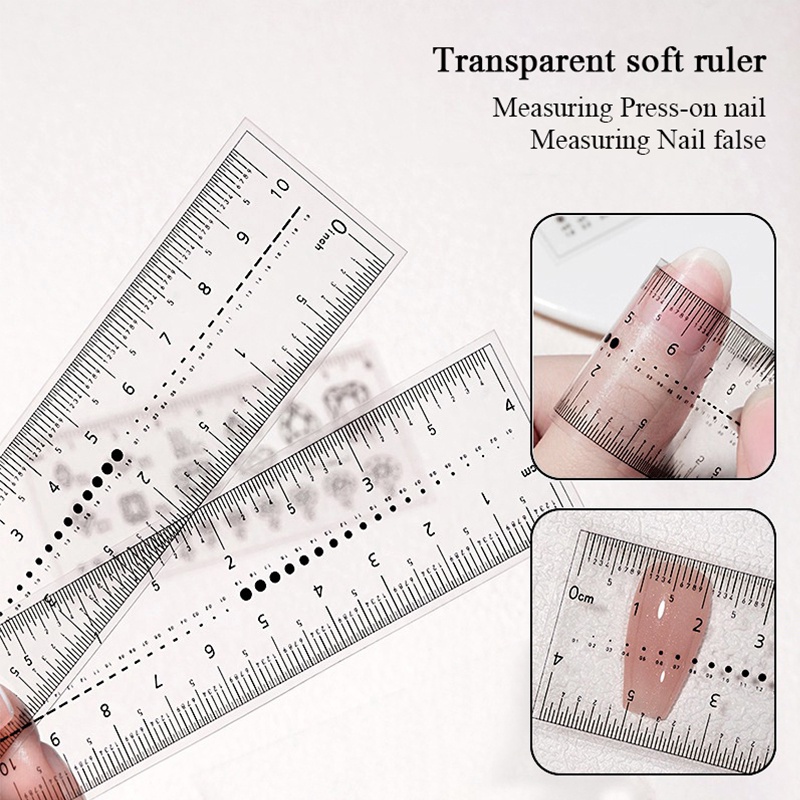 Nail Measure Soft Ruler Transparan Nail Art Soft Ruler Bor Kuku Berlian Imitasi Perhiasan Portable Alat Ukur Tools