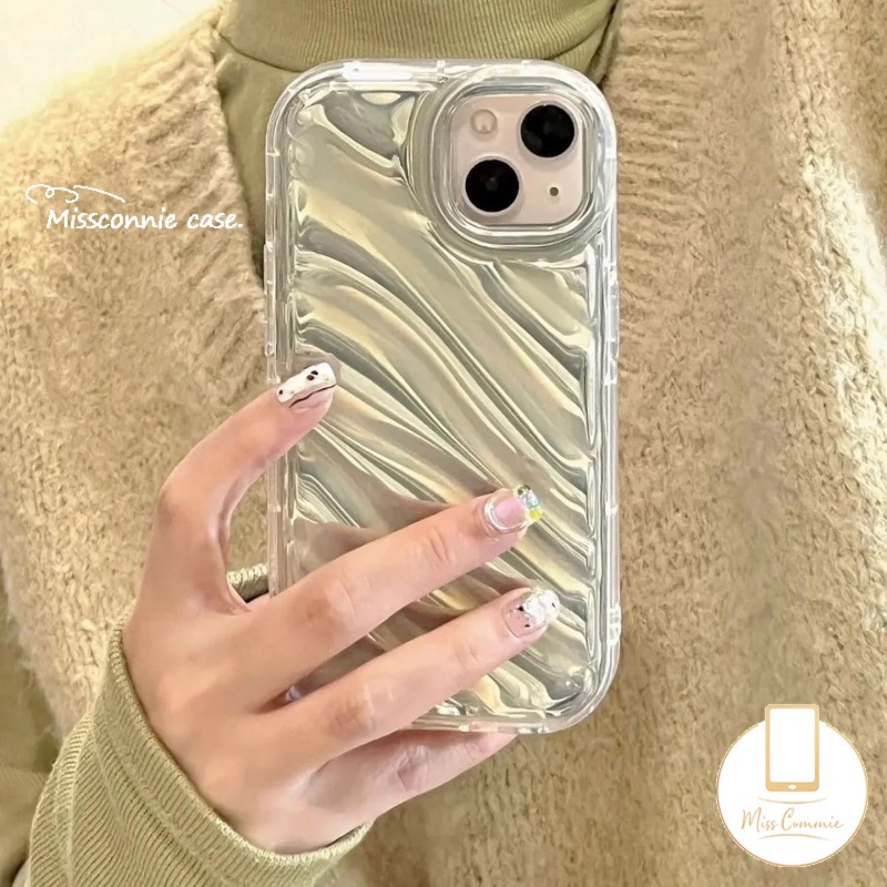 Casing Ponsel Kartu Laser Mewah Bergelombang Stereo 3D Kompatibel Untuk IPhone 6 6S 7 8 Plus 11 14 13 12 Pro MAX 7Plus XR X XS MAX SE 2020motif Warna Simple Mempesona Shockproof Cover