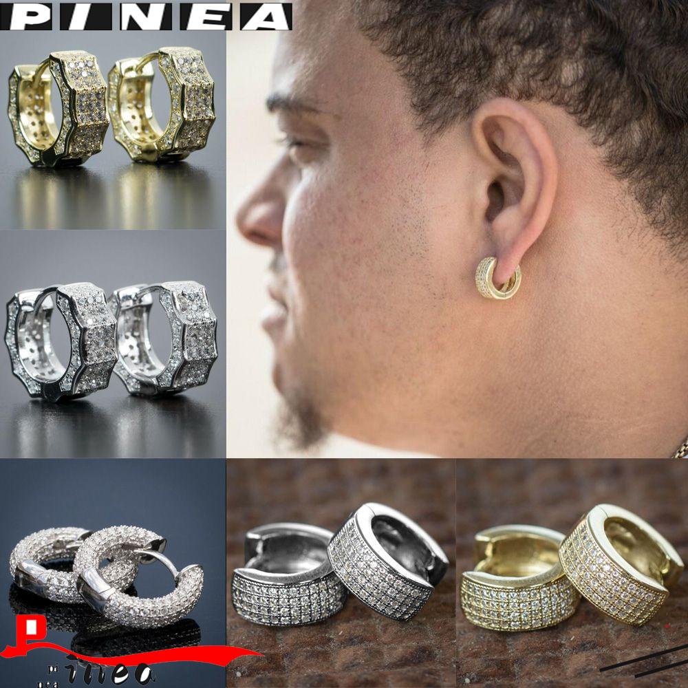 PINEAPPLE Penuh Zirkon Anting Wanita Pria Helix Tulang Rawan Tragus Cubic Zirconia Huggie Hoop Earring Hoop Menjuntai Ear Stud