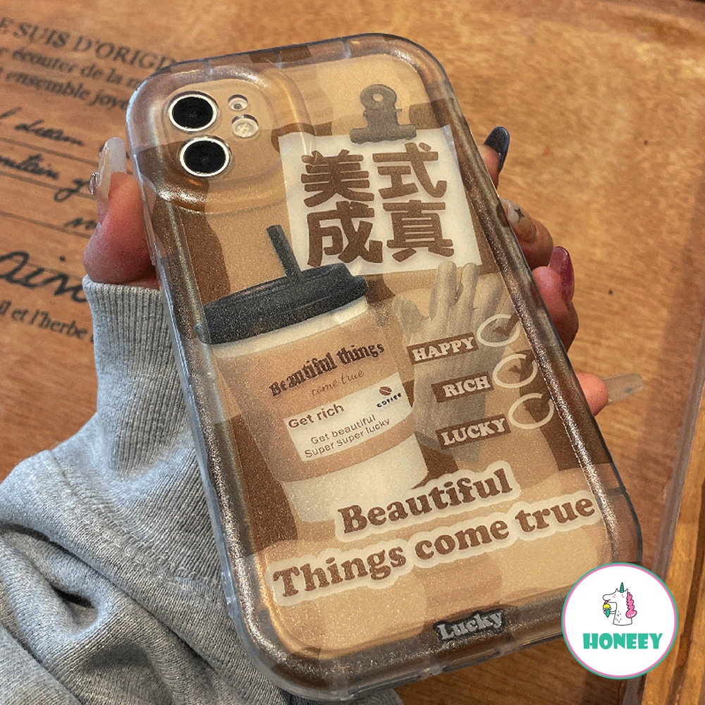 Casing Ponsel Teks Kopi Pribadi Kompatibel Untuk iPhone 14 Pro Max13 12 11 Pro Max 14plus Shockproof Airbag Sarung Handphone