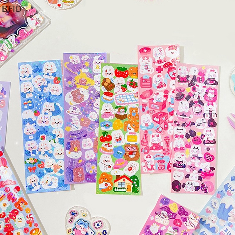 [BFID] 10pcs Shiny Cute Animals Cat Bear Stiker Hias Untuk Scrapbooking DIY Bahan Casing Ponsel Pemandangan [ID]