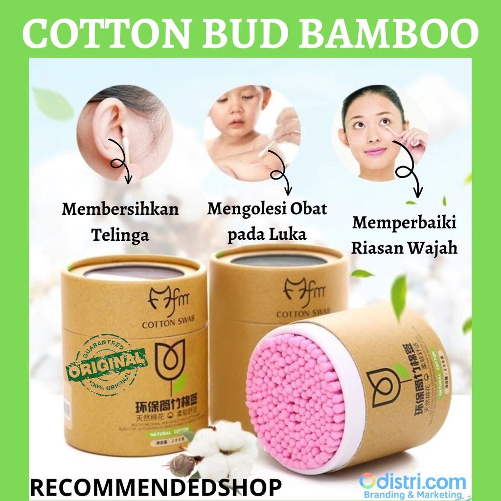 Cotton Bud Ramah Lingkungan Pembersih Telinga Organik Terbuat dari Bambu Bamboo Korek Kuping Bambu Pembersih Telinga Isi 200PCS