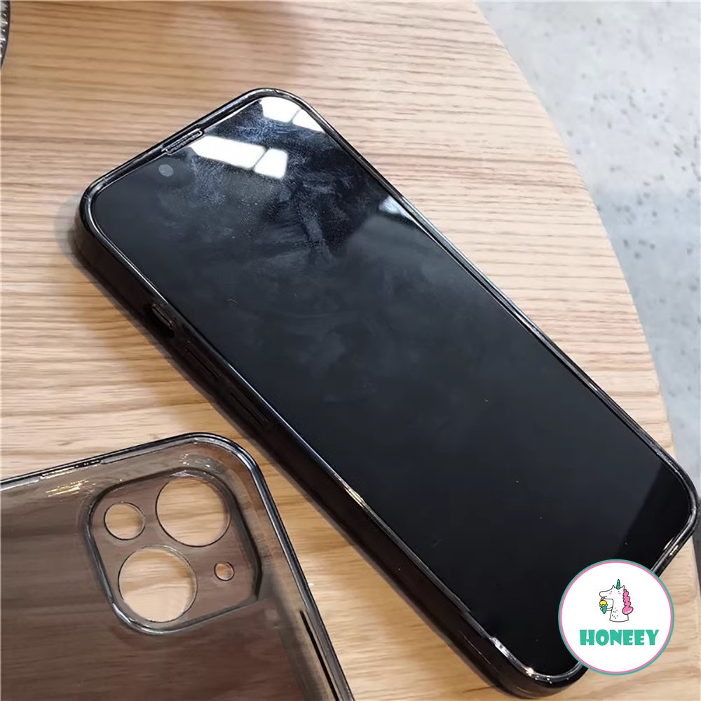 IPHONE Casing Ponsel Bumper Hitam Shockproof Kompatibel Untuk Iphone14 13 12 Pro Max 11 Pro Max Xs Max XR 87 14 Plus Transparan Lembut TPU Back Cover