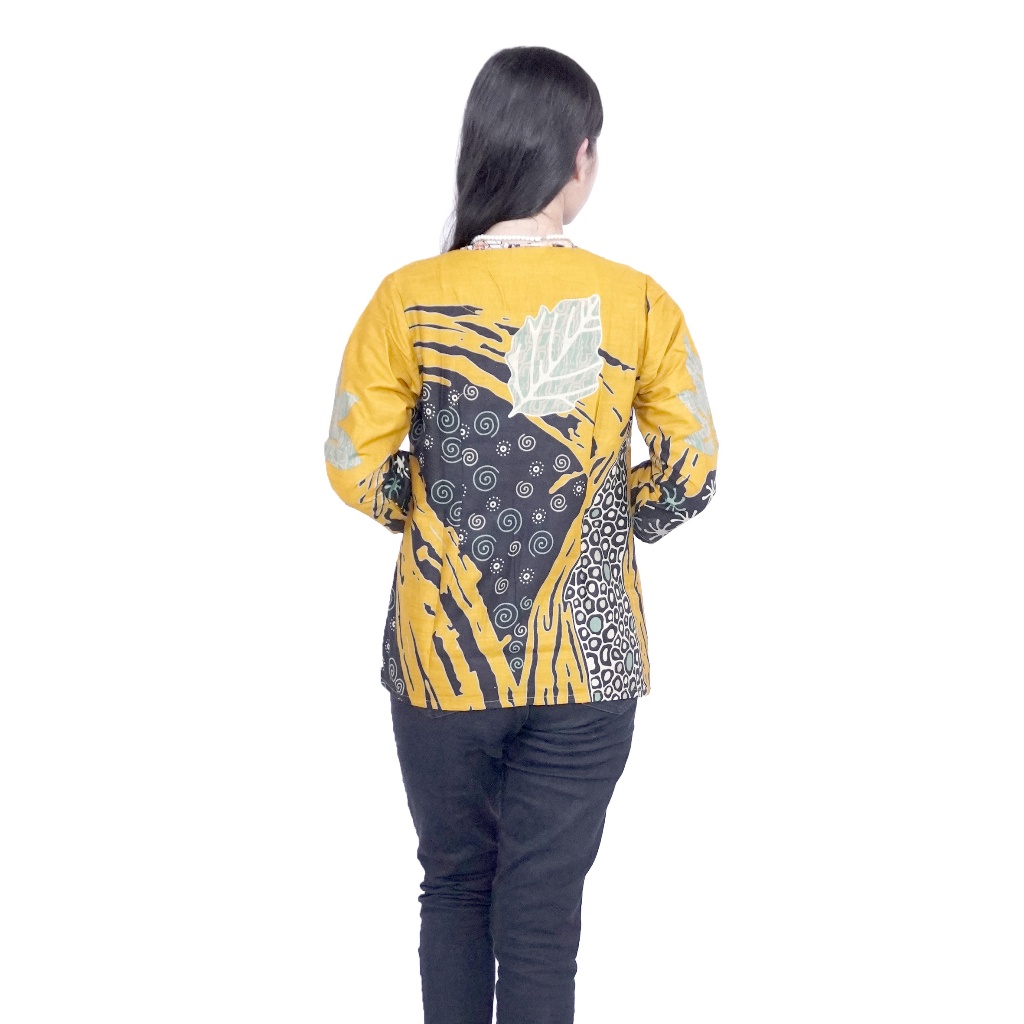 Batik Wanita Modern Kemaja Pria Couple Trendy Batik Dua Putri-kunyit