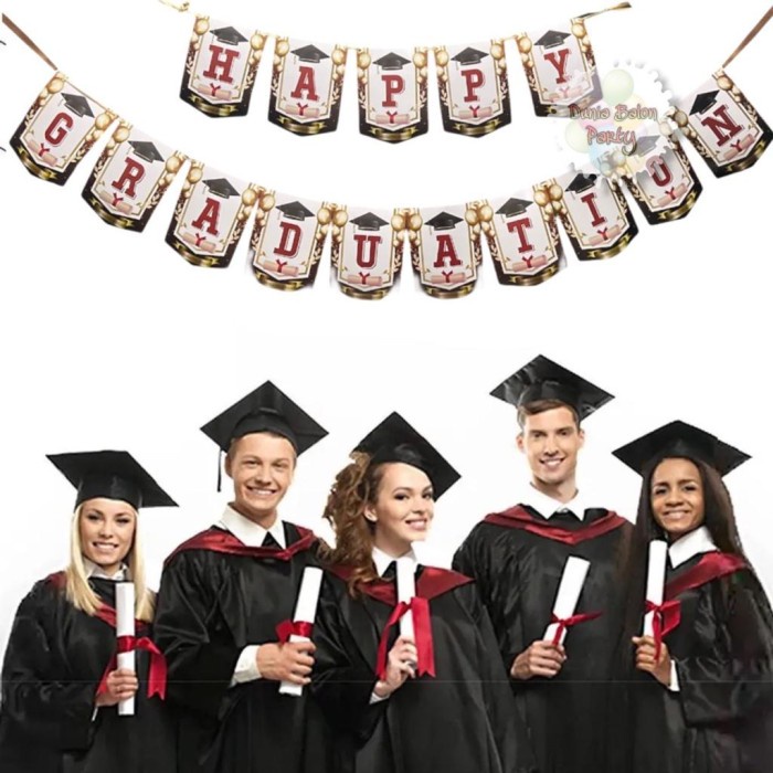 Banner Happy Graduation / Bunting Flag Wisuda Motif Toga