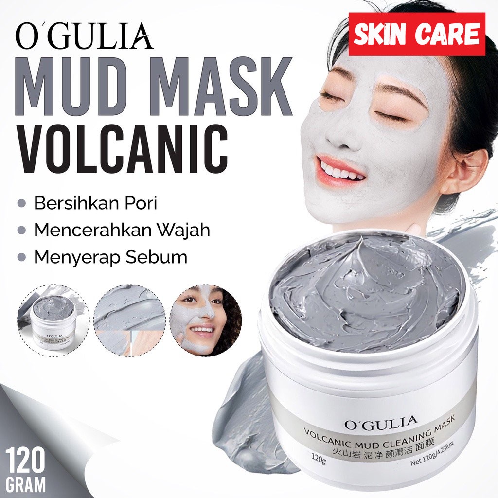 O'GULIA Volcano Clay Mask Masker Komedo Deep Pores Cleansing Mud Mask 120gr