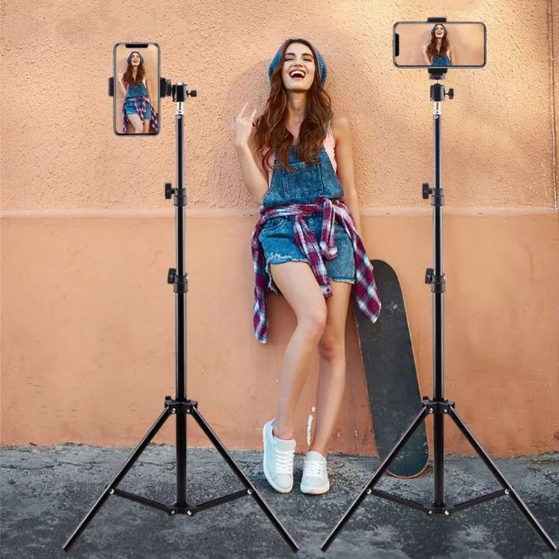 Paket selfie tripod 2 meter /  Tripod selfie 2 meter / Tripod 2.1 Meter Bahan Besi Alumunium Stand H