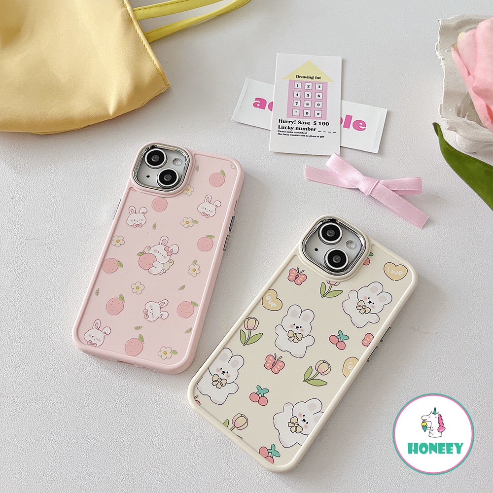 IPHONE Casing Ponsel Bunga Kelinci Layar Penuh Yang Indah Kompatibel Untuk Iphone14 Pro Max13 12/12pro 11 Pro Max TPU Lembut Anti-Shock Back Cover