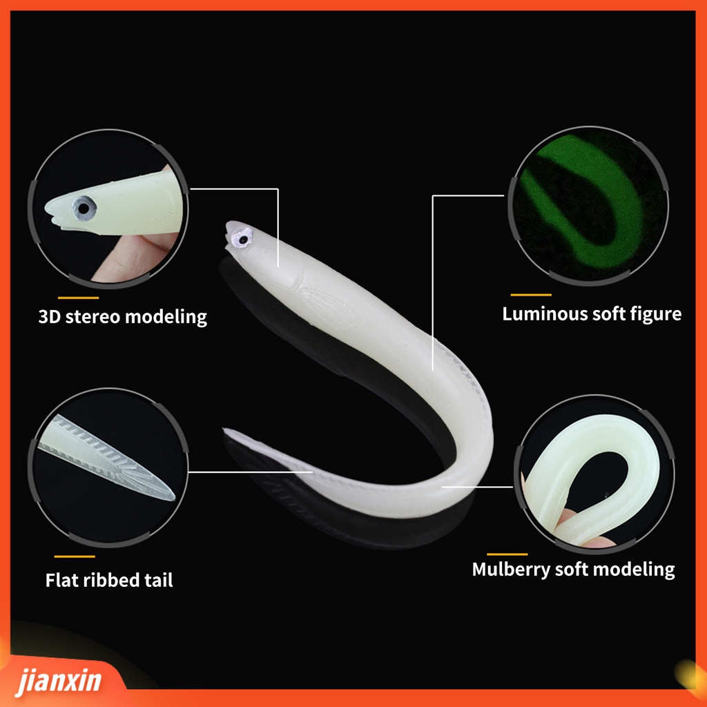 (In Stock) 5Pcs 14cm /6.3g Umpan Pancing Stereo Tubuh Lembut Ketangguhan Yang Baik Umpan Belut Bercahaya Aksesori Memancing