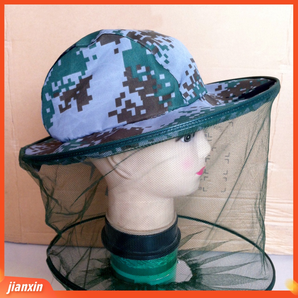 (In Stock) Topi Tabir Surya Tahan Lama Anti Nyamuk Polyester Katun Nyamuk Lebah Bug Mesh Kepala Pelindung Wajah Untuk Memancing