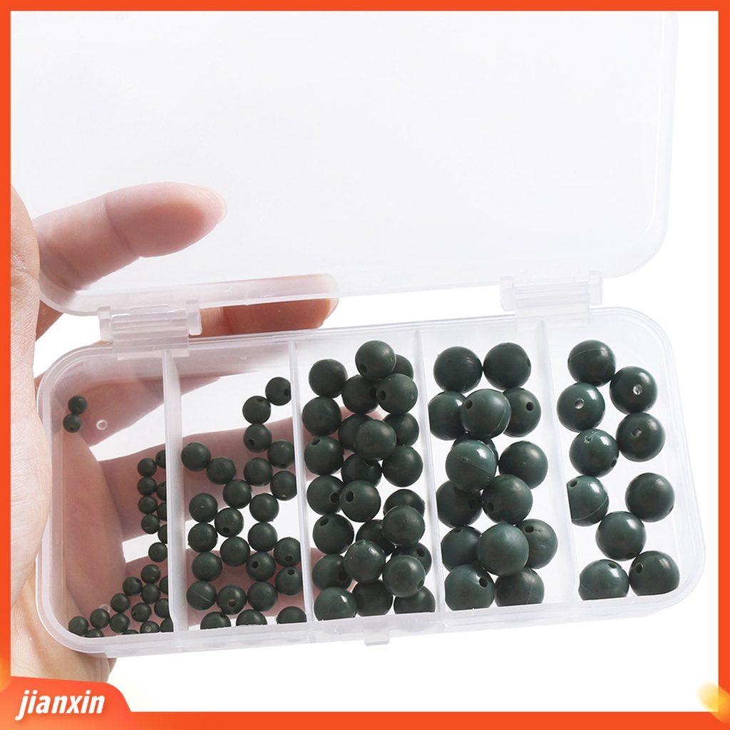 (In Stock) 100Pcs /Set Manik Pancing 4spesifikasi Mudah Menginstal PE Karper Bulat Soft Black Green Brown Rig Beads Untuk Air Tawar