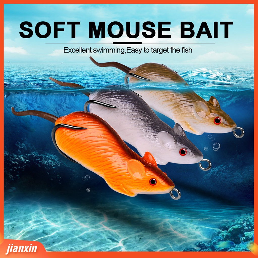 (In Stock) 6cm 11.5g Umpan Tikus Reusable Tahan Aus Silikon Rat Lure Dengan Kait Ganda Untuk Memancing