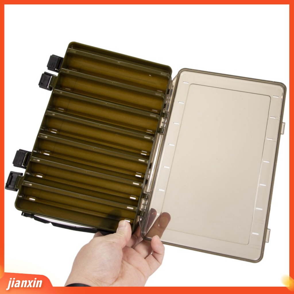 (In Stock) Memancing Luar Ruangan Dua Sisi 14-Grid Umpan Lure Kotak Penyimpanan Dengan Kunci Menangkap Aksesoris Alat Pancing