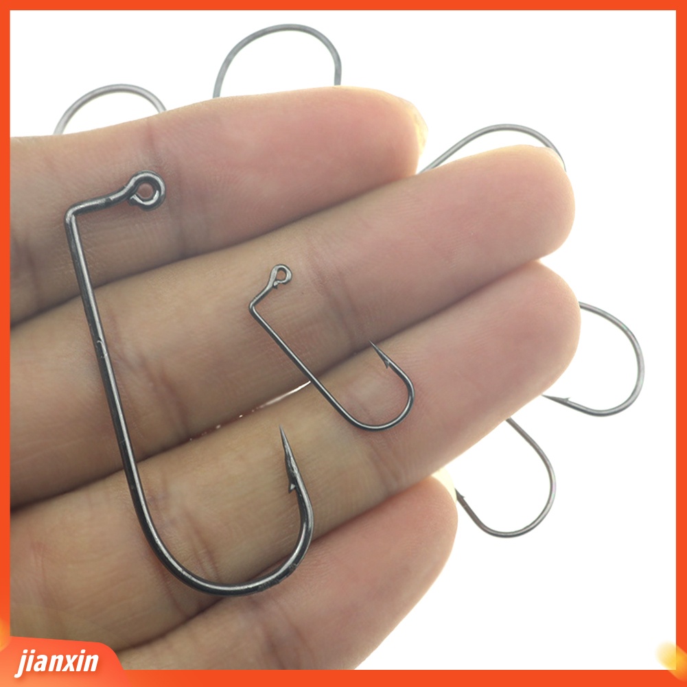 (In Stock) 100Pcs Kait Ikan Jig 90derajat Karbon Tinggi Untuk Memancing Lautan Laut Luar Ruangan