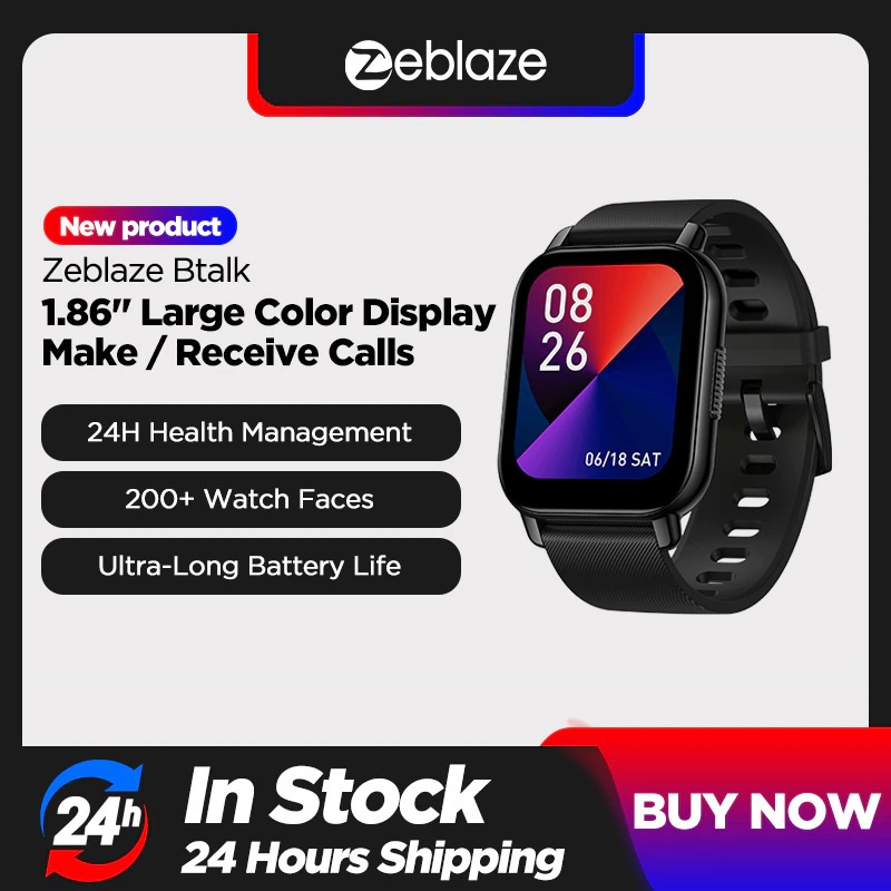 AKN88 - ZEBLAZE BTALK Bluetooth Call Smartwatch 1.86 inch LED IP68 Waterproof