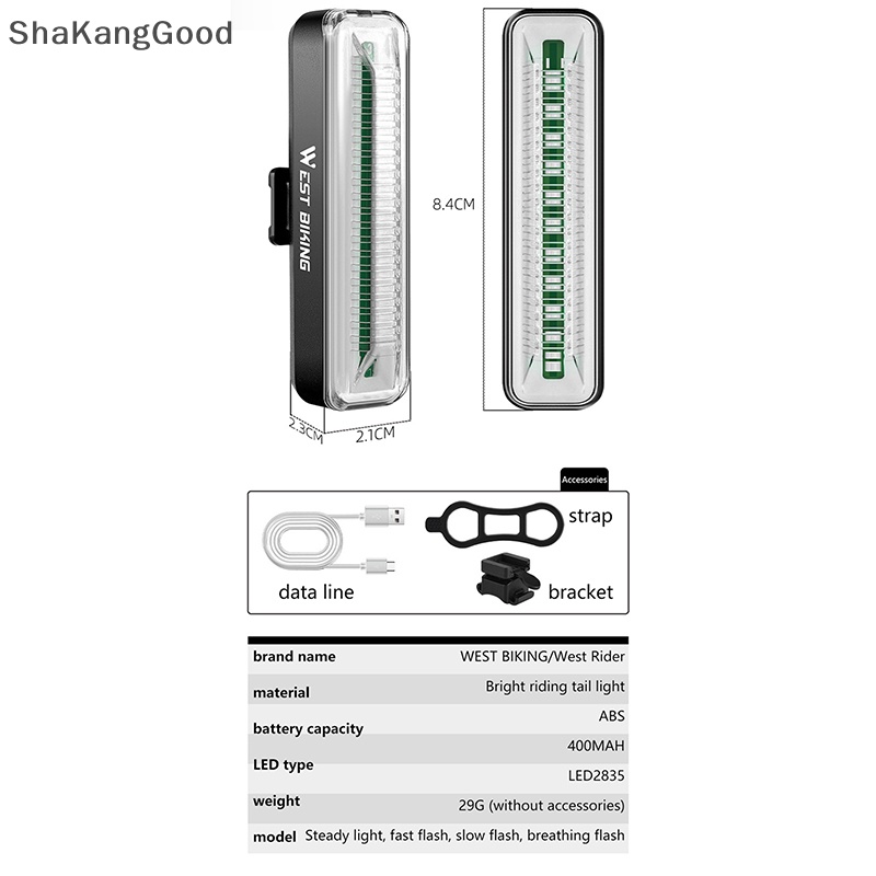 Skid Bike Tail Light Rechargeable Aksesoris Bersepeda Tahan Air Untuk Berkendara Malam Hari, Bersepeda, Gunung &amp; Sepeda Jalan, Lampu Peringatan Keselamatan SKK