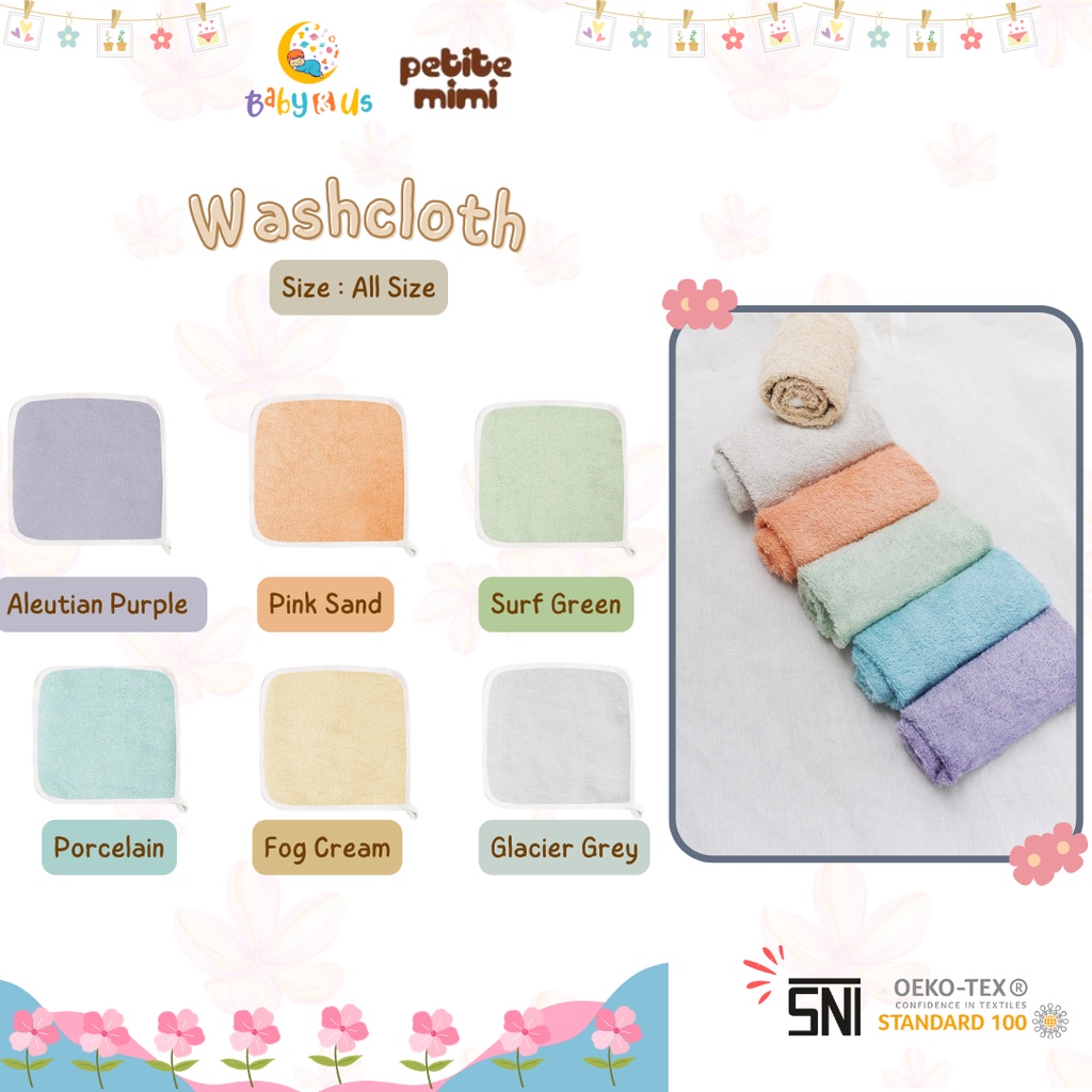 Little Palmerhaus - Bam &amp; Boo Bamboo Washcloth (Saputangan Bayi) 4.0 Satuan (Harga per pcs)