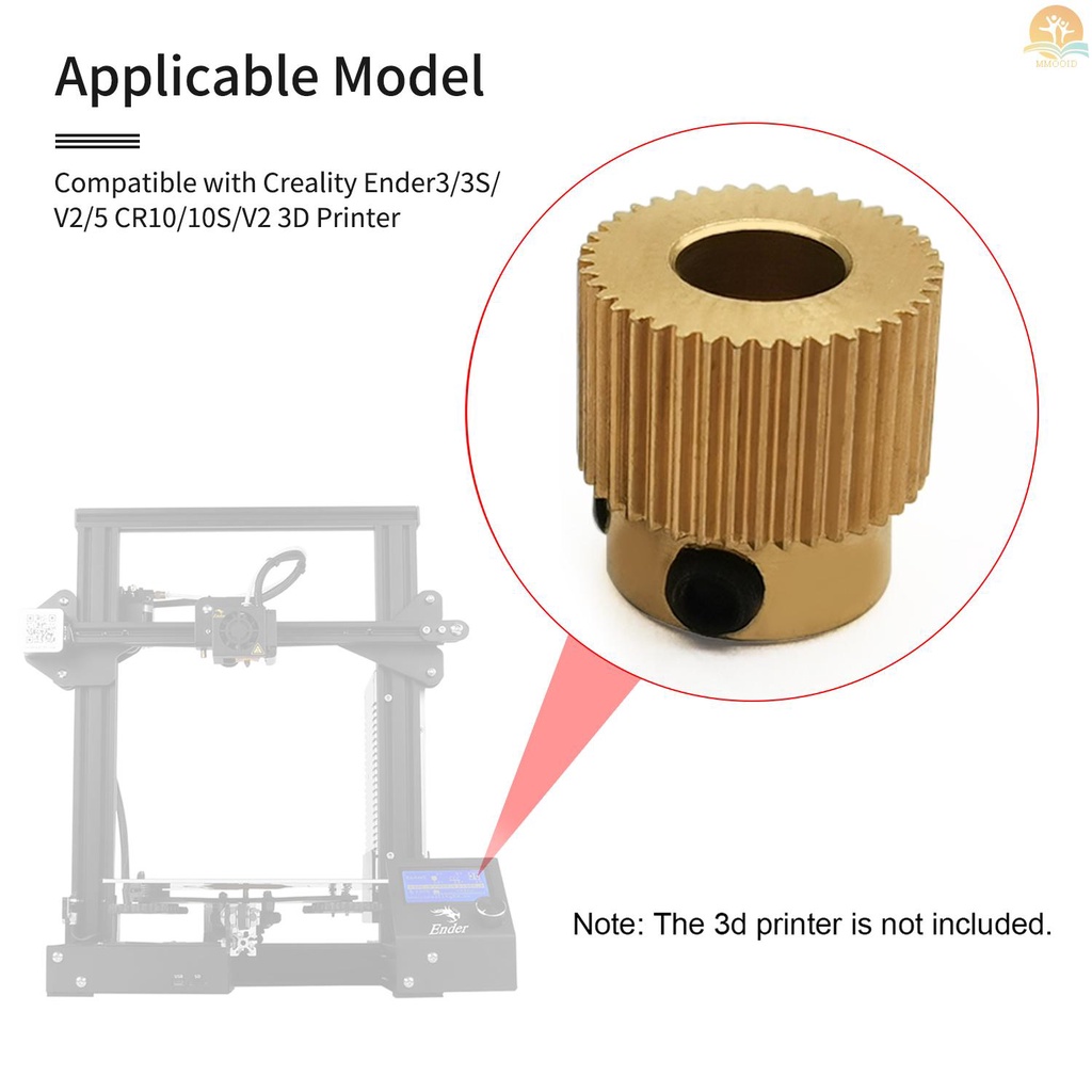 In Stock 1pc Katrol Extruder Kuningan 40gigi 5mm Lubang Diameter Luar 11mm Kompatibel Dengan Creality Ender3/3S/V2 /5 CR10 /10S/V2 3D Printer