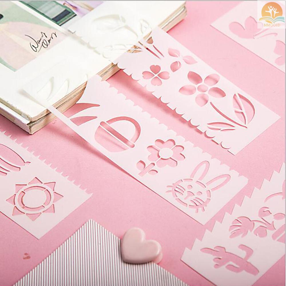 In Stock Multi-Fungsional Menggambar Stensil Garis Lurus &amp; Bergelombang Penggaris Desain Berongga Keluar PP Template Dapat Digunakan Kembali Untuk Anak-Anak Siswa DIY Lukisan Kerajinan Scrapbooking Jurnal Foto