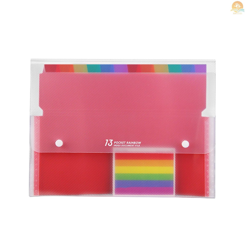 In Stock Expanding File Folder 13saku File Organizer Warna Pelangi Folder Akordeon Dengan Penutup Yang Dapat Diperluas Label Kosong Ukuran Surat A4 Portabel Kotak File Penyimpanan Dokumen Desktop