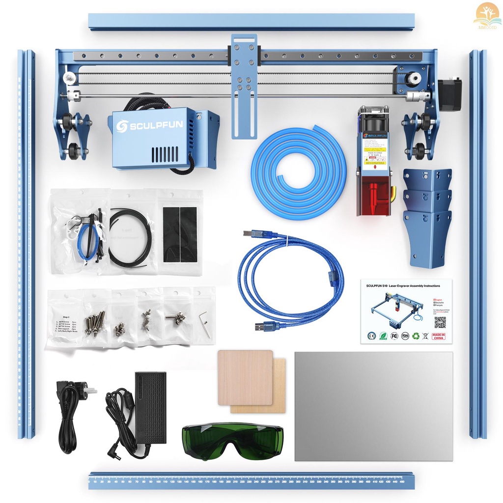 In Stock SCULPFUN S10 Mesin Ukir Laser 10W Pengukir Laser density Tinggi-speed Air Assist Industrial-grade Carving Precision 410x400mm Engraving Area All-metal structur