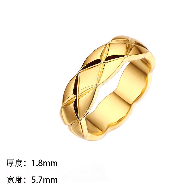 (Titanium Steel Color Preservation) Cincin Pasangan Sederhana Emas 18K Vintage Prancis