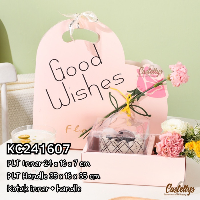 

KC241607 Kotak Box + Handle Kue Cake Bolu Bunga Kado Hampers Valentine