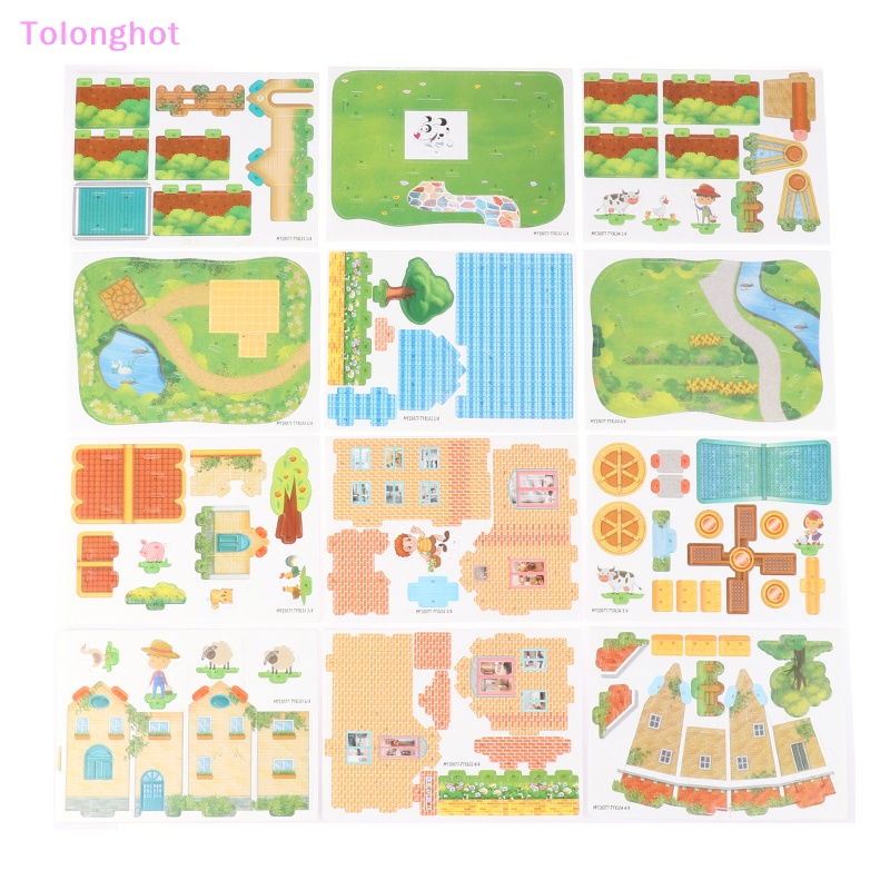 Tolonghot&gt; 1Set DIY Kartu Puzzle 3D Tiga Dimensi Handmade Model Rumah Anak Merakit Mainan Edukasi Sumur