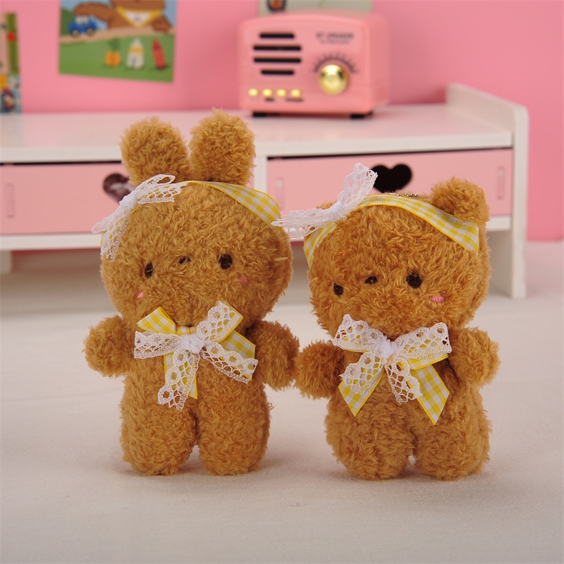 Lucu Renda Bow-tie Beruang Kecil Kelinci Mewah Liontin Gantungan Kunci Boneka Mainan