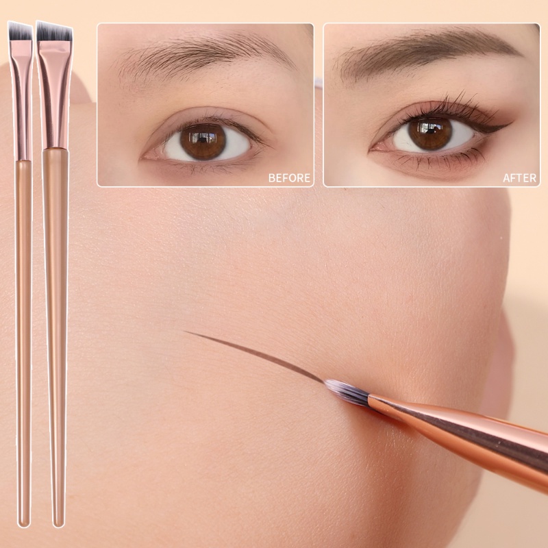 [Ditampilkan] Kuas Makeup Profesional/Kuas Eyeliner Mata Pisau Rose Gold/Brush Eye Shadow Kepala Rata/Brush Detail Portable/Brush Alis Ultra Tipis/Alat Makeup Wanita