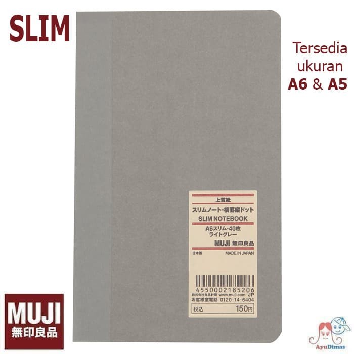 

✨BISA COD✨ -MUJI SLIM Grid Notebook / Note Book - Buku Notes kotak kotak / catatan - A 6