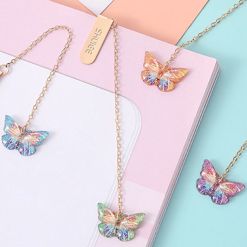 Indah Indah Liontin Kupu-Kupu Bookmark Buku Rantai Logam Dekoratif Bookmark Kupu-Kupu