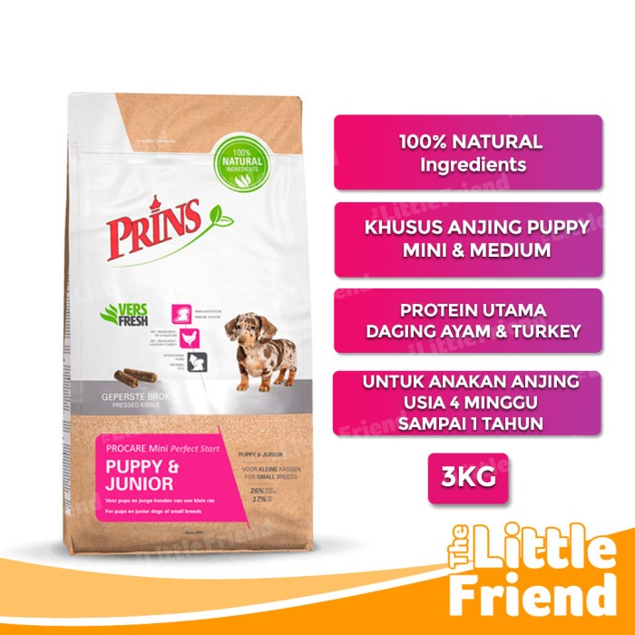 Makanan Kibble Anjing Kecil PRINS MINI PUPPY JUNIOR PERFECT START