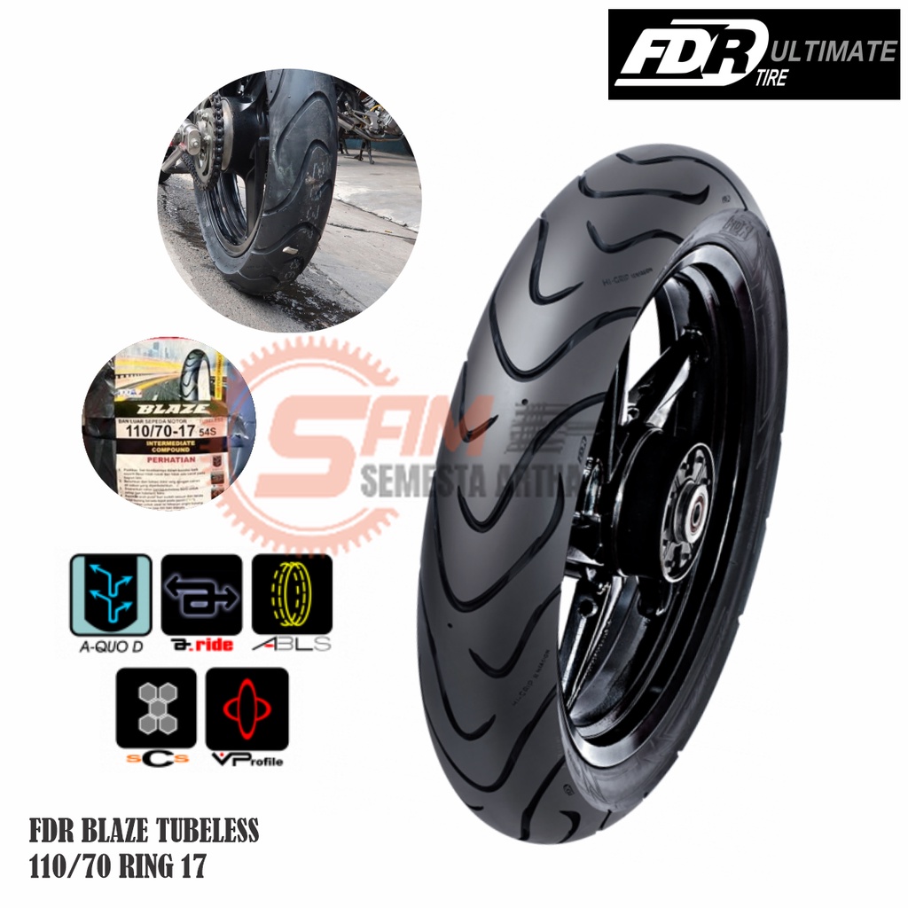 Ban Luar FDR 110/70 Ring 17 Blaze Tubeless Depan Motor CBR Vixion NVL Xabre Ninja
