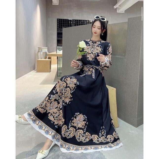 DRESS WANITA MAXI ESTILO HITAM ISABELLA IMPORT BKK BANGKOK