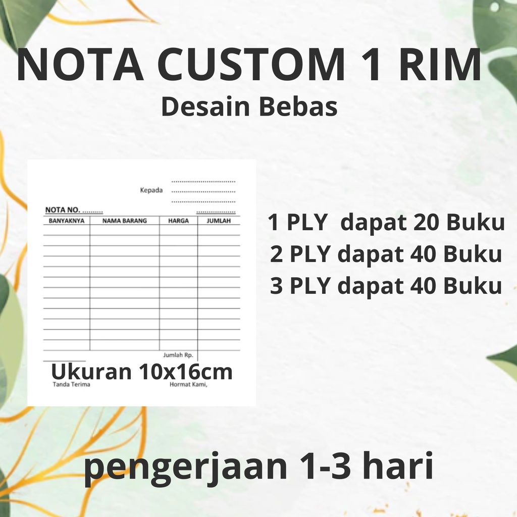 

Nota Olshop Custum / Nota Toko Custum 1 RIM Free Design Full Color Murah