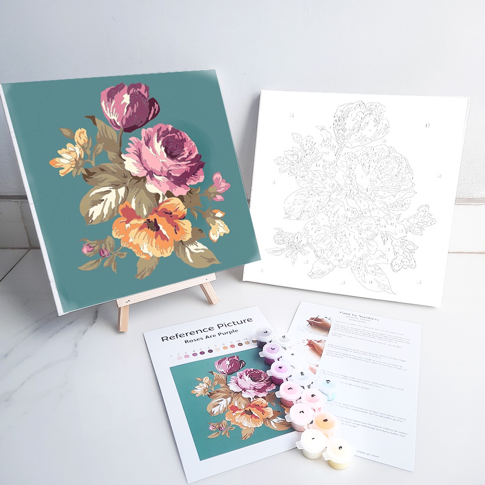 

Paint by Numbers Roses Are Purple Edition / Number Bunga Mawar Mewarnai Kanvas Canvas 25x25cm