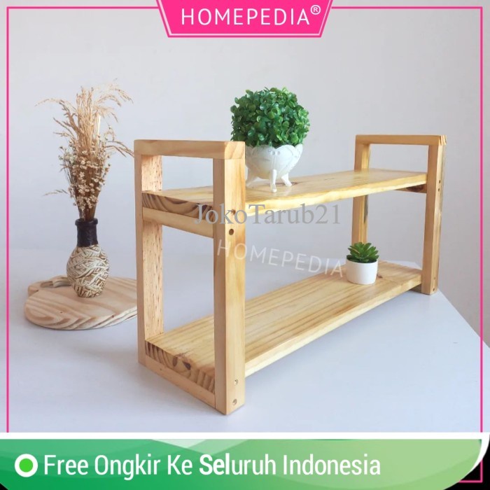 Rak Kayu 2 Tingkat, Rak Tanaman 2 Susun, Rak Kayu Serbaguna, buku murah