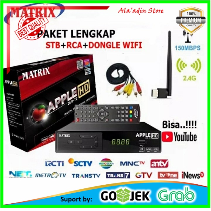 SET TOP BOX MATRIX APPLE HD + DONGLE WIFI + HDMI  MATRIX DVB T2