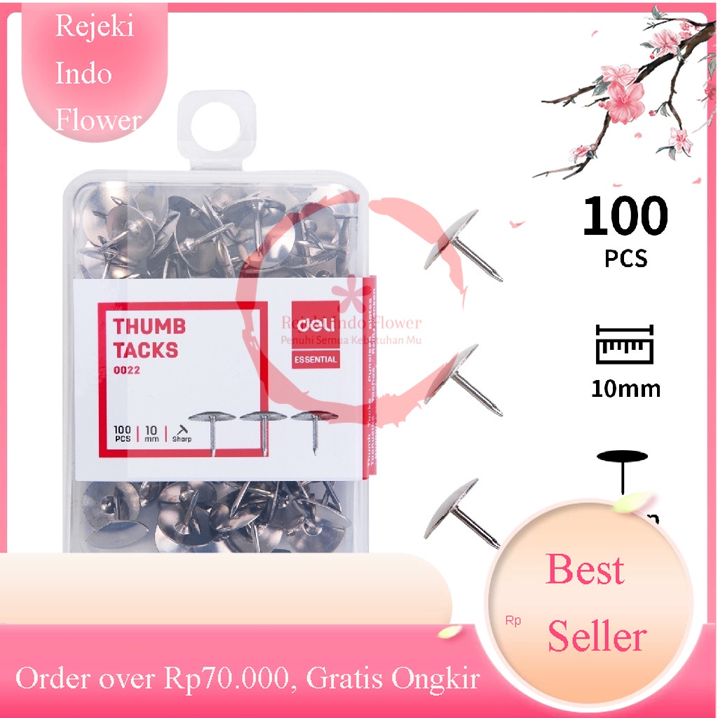 

REJEKI DELI PAKU PAYUNG PIN GROSIR THUMB TACKS 10mm (100 PCS/BOX) PUSH PIN JARUM TEKAN PERLENGKAPAN ALAT TULIS KANTOR SEKOLAH KULIAH E0022
