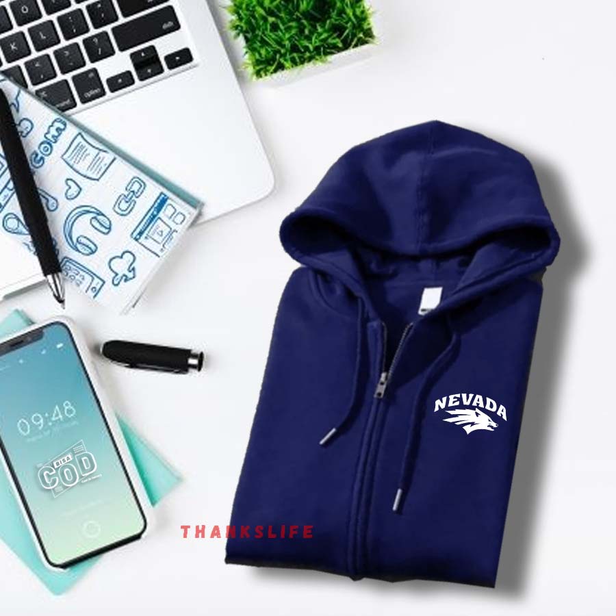 Sweater Hoodie Zipper Resleting Pria Nevada(w) Motif Simpel Fleece Tebal Pria Dan Wanita