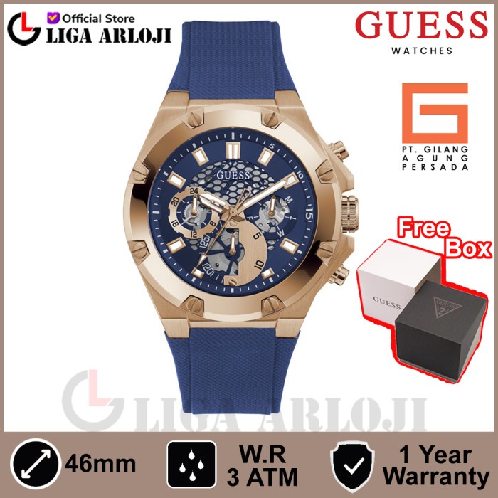 GUESS GW0334G3 Original THIRD GEAR Jam Tangan Pria Analog Blue Rubber