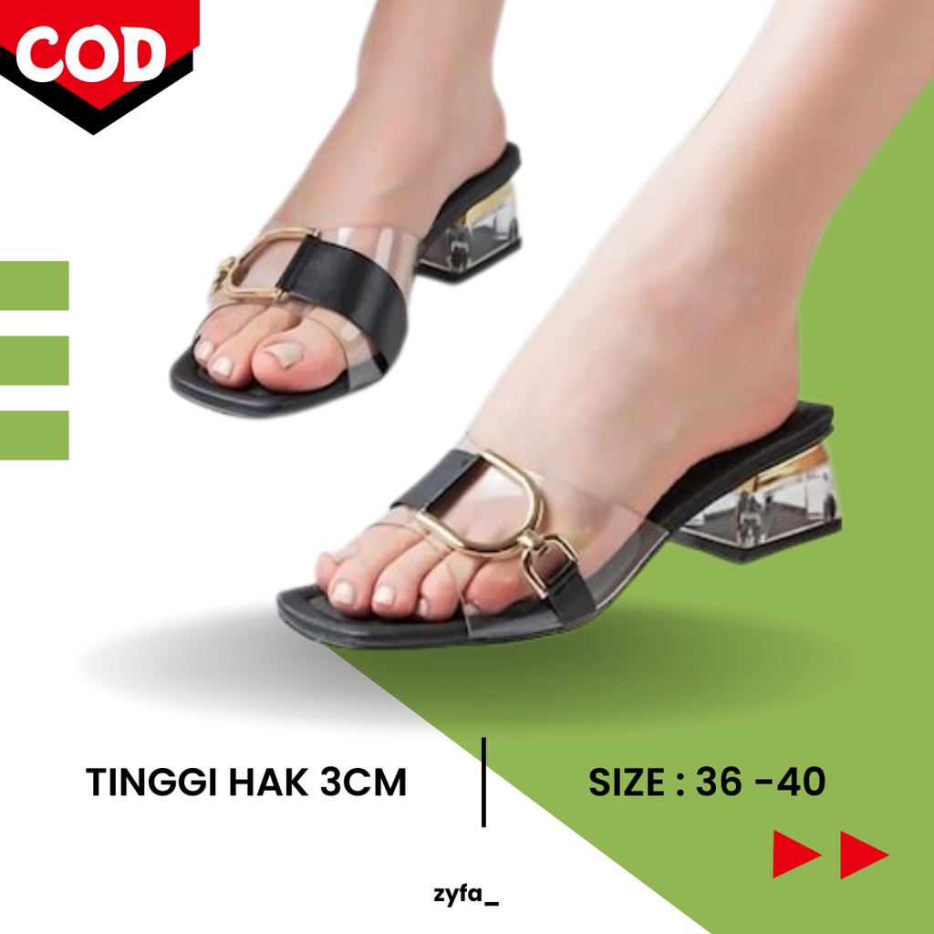 Sendal Mika Wanita Hak Tahu Kaca Tinggi 3cm Kekinian Terbaru