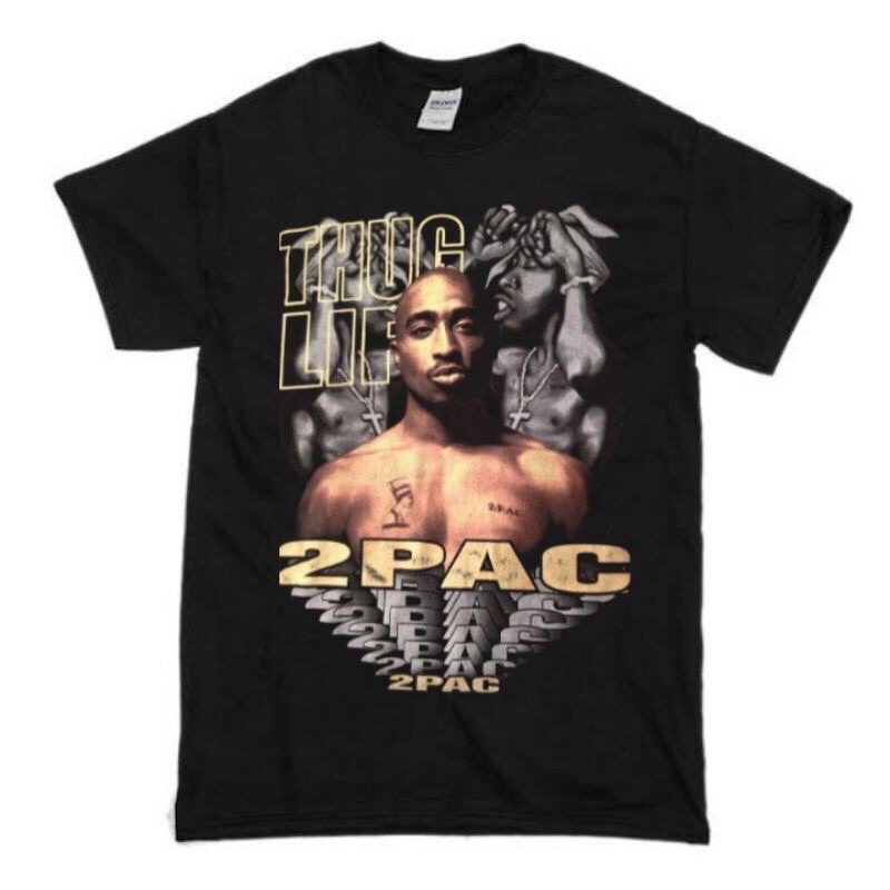 KAOS TUPAC SHAKUR RAPPER - THUG LIFE | T-SHIRT RAPPER TUPAC SHAKUR VINTAGE | BAJU RAPPER PRIA HITAM 