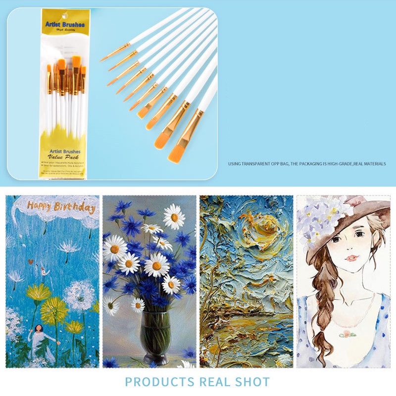 

1 SET 10PCS KUAS LUKIS / SET KUAS MELUKIS CAT AIR, ACRYLYC APPROVED / PAINTING BRUSH LG