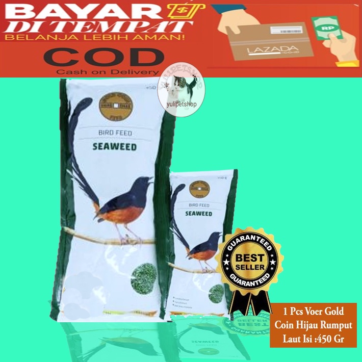 voer gold coin ijo rumput laut pakan burung harian
