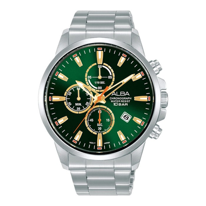 Jam Tangan Pria Alba Active AM3905X1 Men Chronograph Green Dial