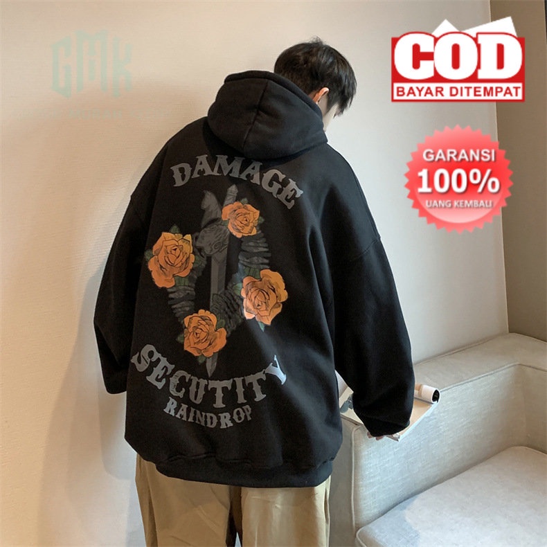 Promo Big Sale Hoodie Motif Bunga Longgar untuk Pria Wanita Vintage HIP HOP Cewek Cowok